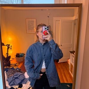 Denim Uniqlo Button-Up Shirt Jacket - Blue